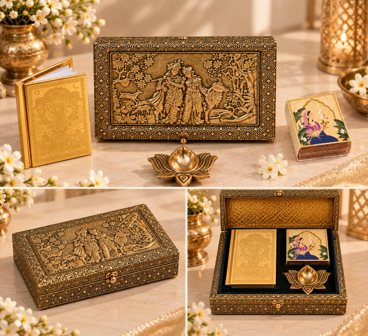 Izzhaae Radha Krishna Antique Gold Heritage Keepsake Box