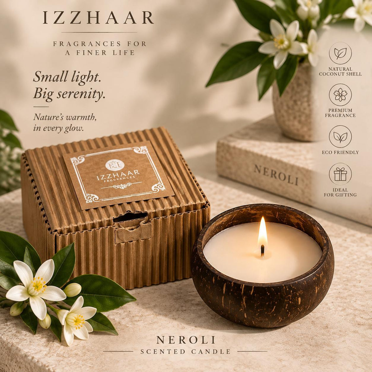 Izzhaar Natural Coconut Shell Scented Candle