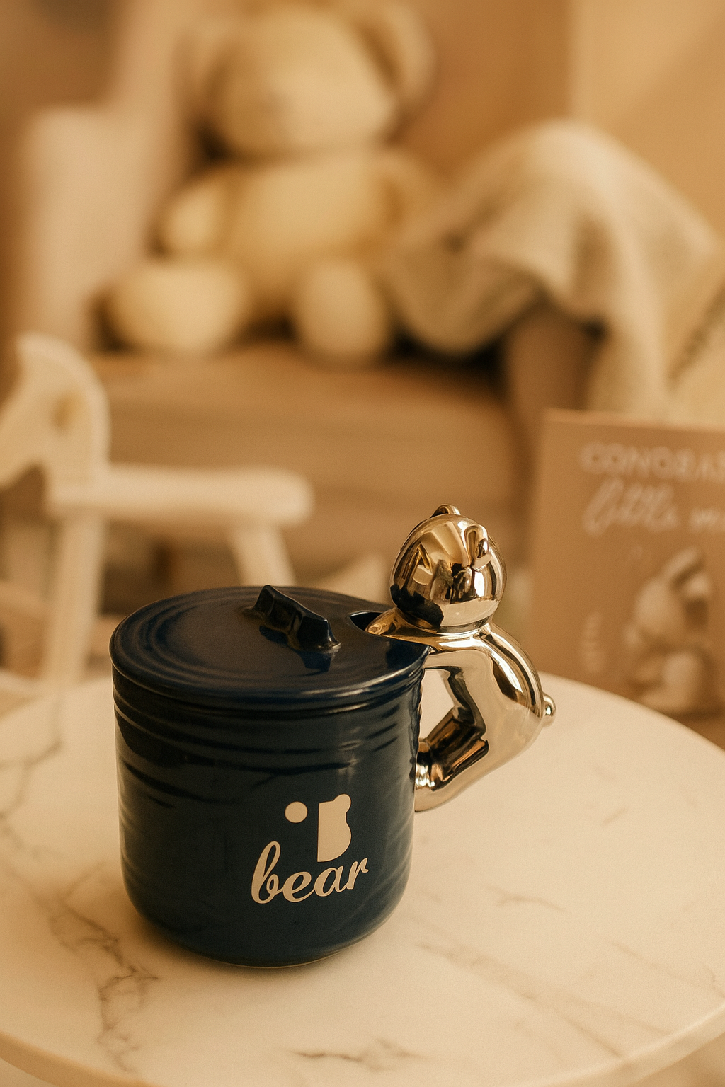 Izzhaar Cuddle Bear Blush Mug with Lid – “Perfect” Edition