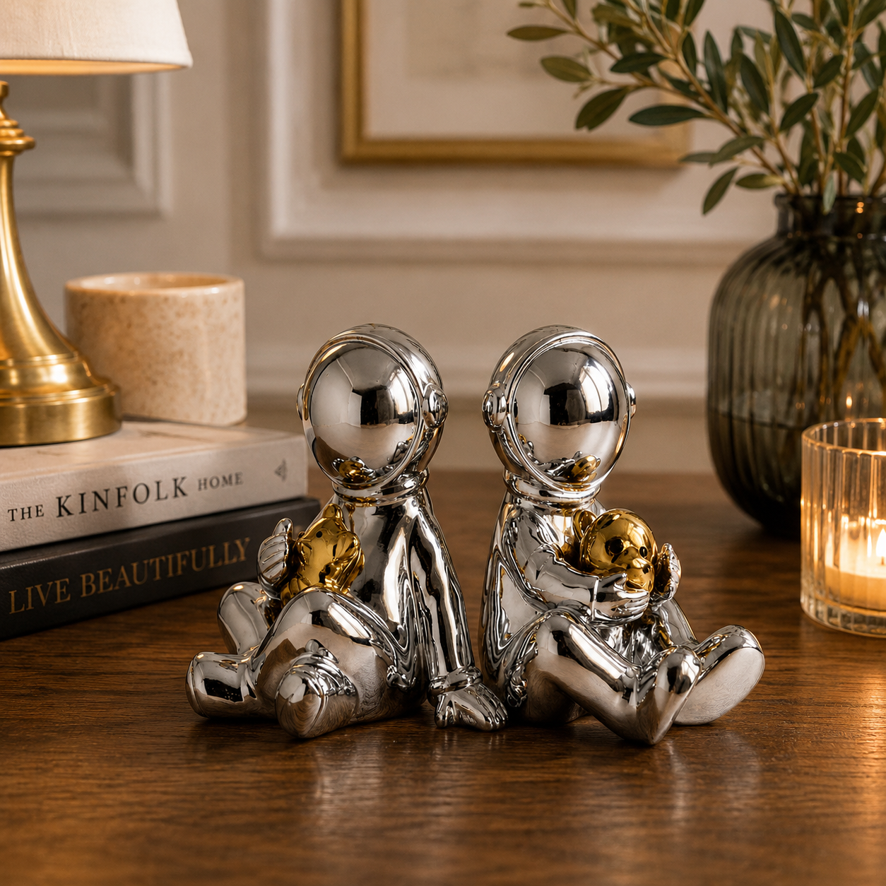 Izzhaar Astronaut Bookends Silver Plated/Two Astronaut.