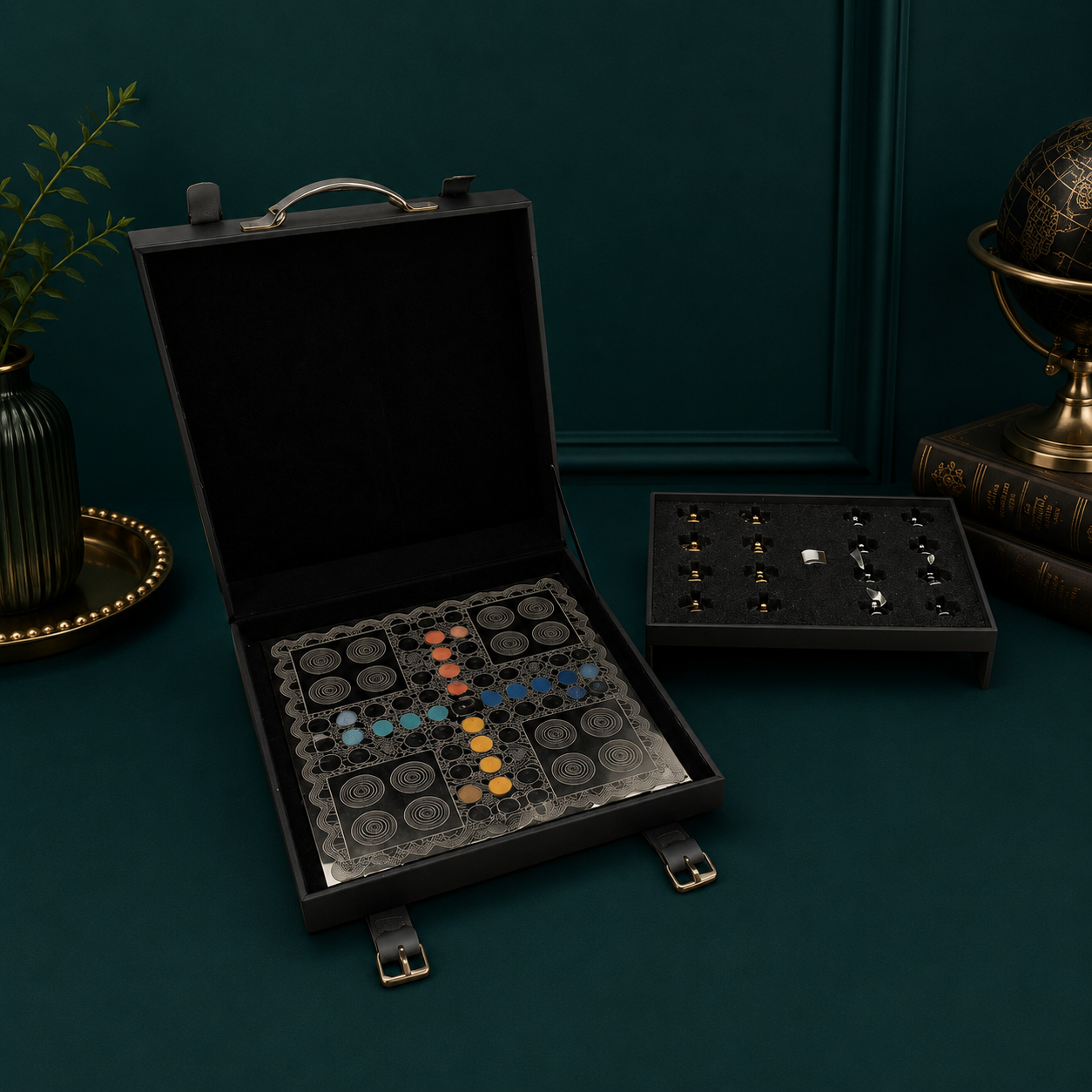 Izzhaar Silver Metal Designer Ludo Chess