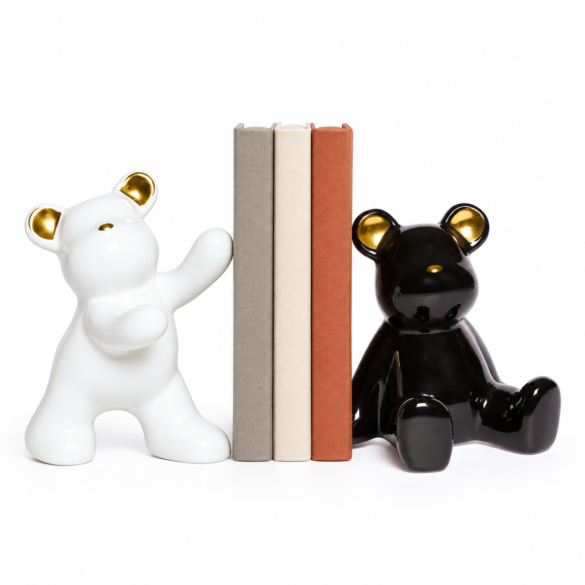 Izzhaar Black & White Bear Decorative Bookend Set