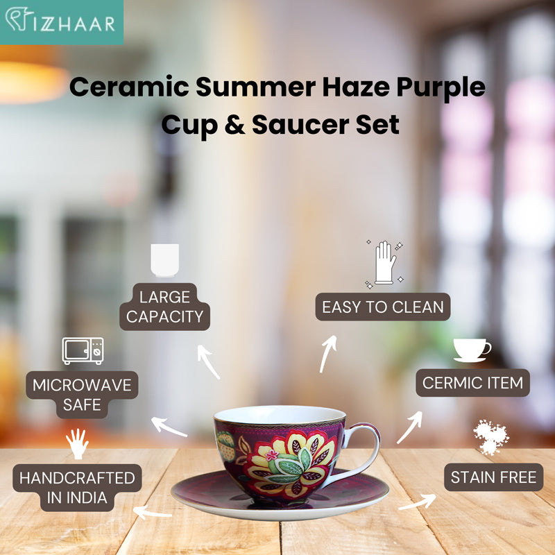 Ceramic Summer Haze Purple Cup & Saucer set