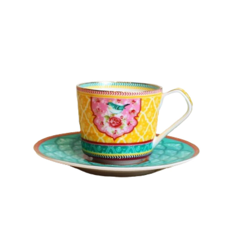 Izzhaar Signature Print Cup & Saucer (Green & Yellow)