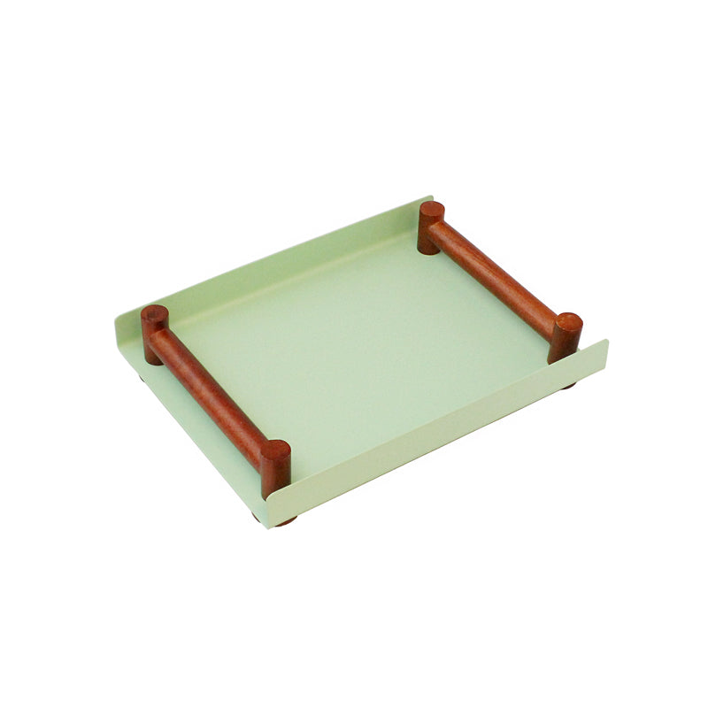 Zinn Vistosa Tray with Wooden Handle