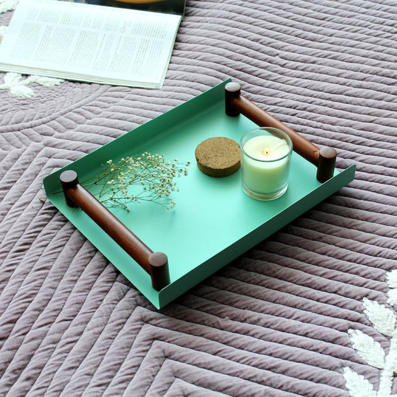 Zinn Vistosa Tray with Wooden Handle