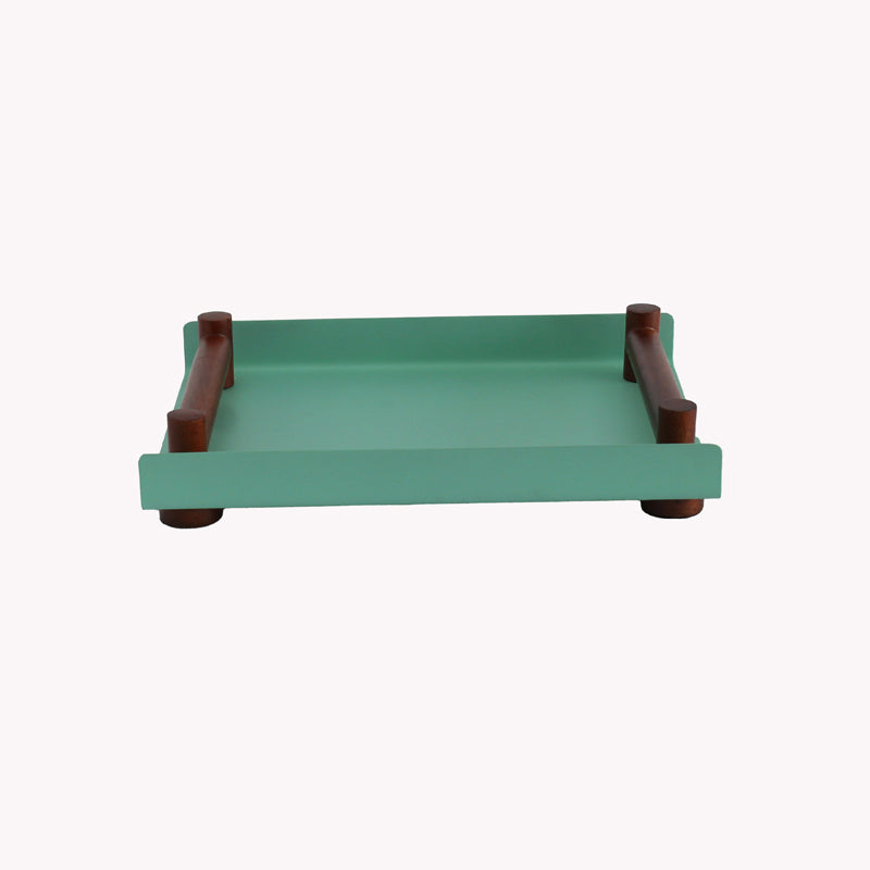 Zinn Vistosa Tray with Wooden Handle