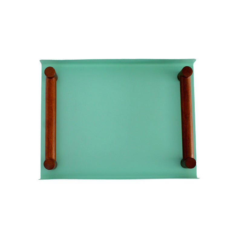 Zinn Vistosa Tray with Wooden Handle