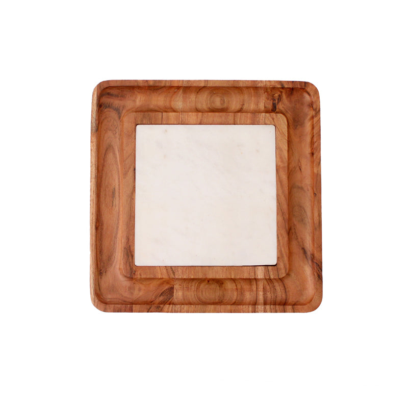 Snow Forest Marble Square Serving Platter