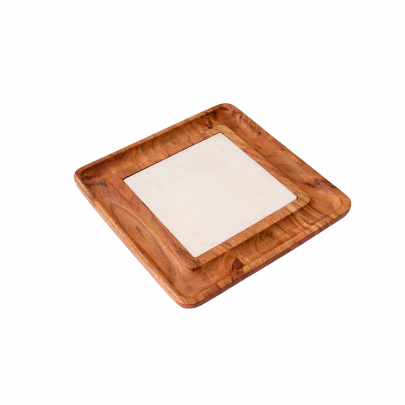 Snow Forest Marble Square Serving Platter