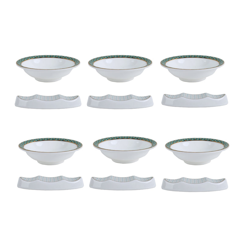 Set Of 6 Dip Bowl & Chopstrick Rest 6 Pic