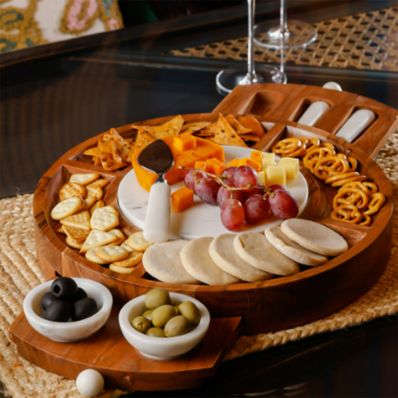 Snow Forest Round Cheese Platter, Drawer Design