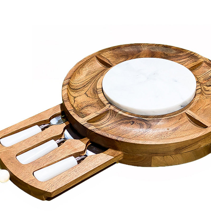 Snow Forest Round Cheese Platter, Drawer Design