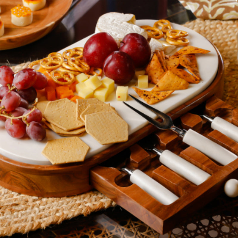 Snow Forest Rectangular Cheese Platter, Drawer Design