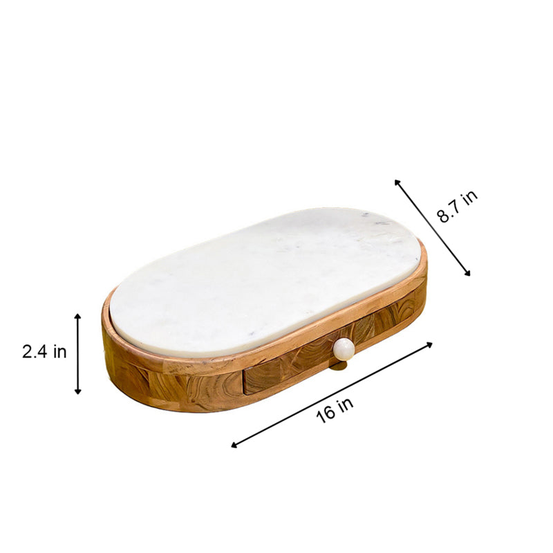 Snow Forest Rectangular Cheese Platter, Drawer Design