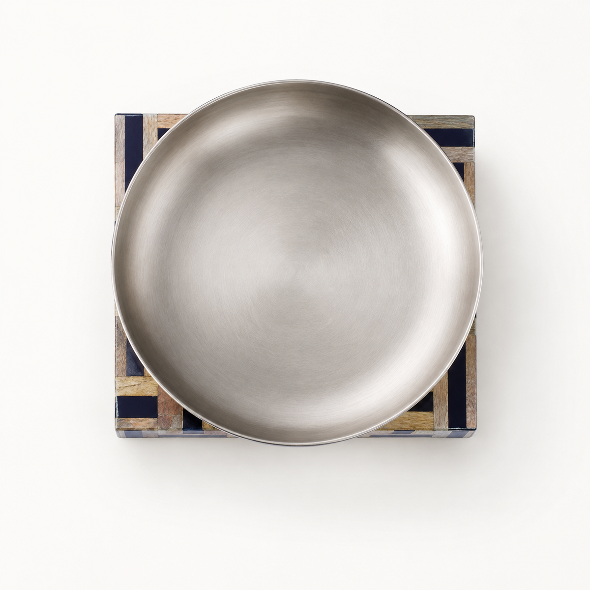 Izzhaar Silver Bowl with Wooden Base - Square