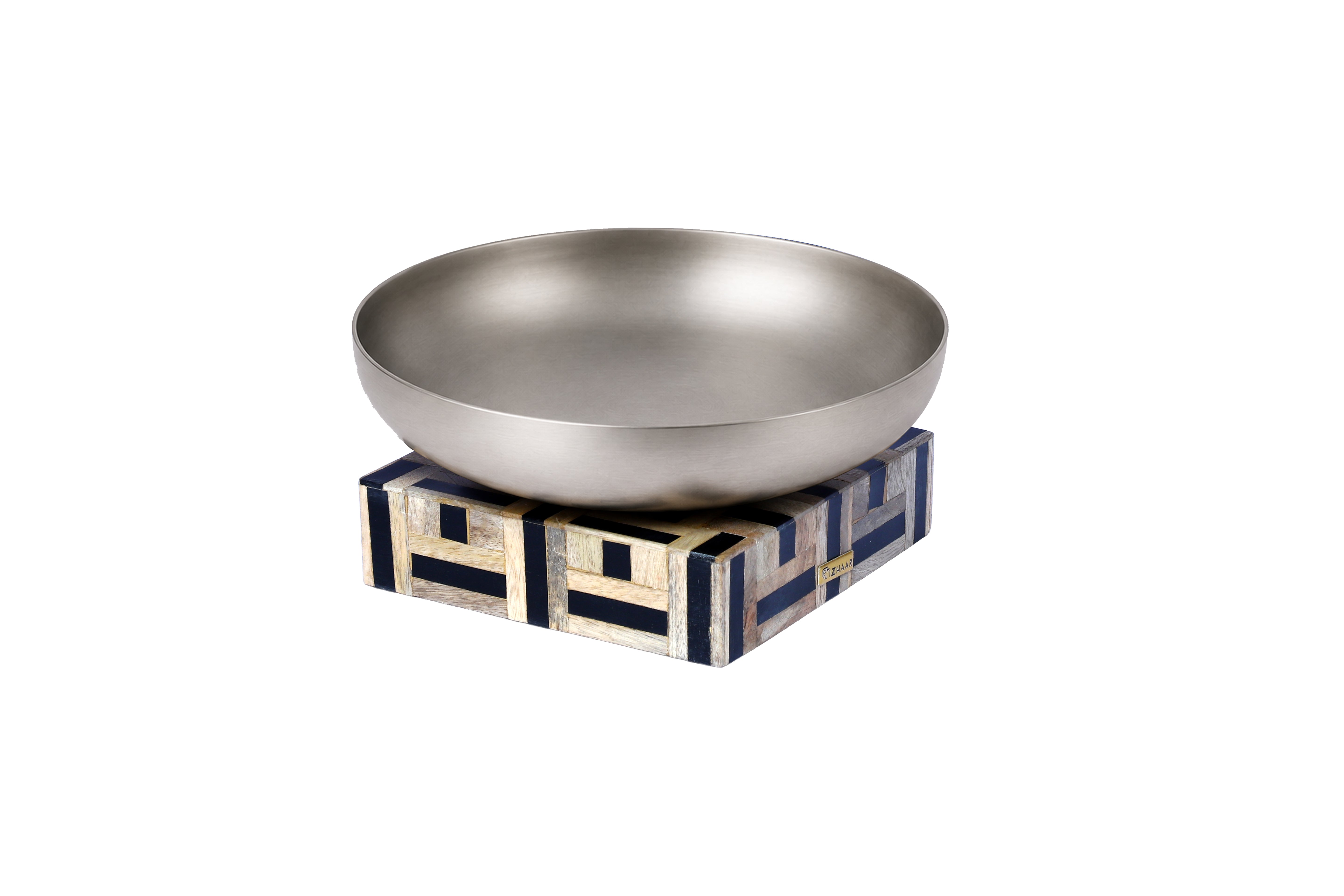 Izzhaar Silver Bowl Wooden Base-Square