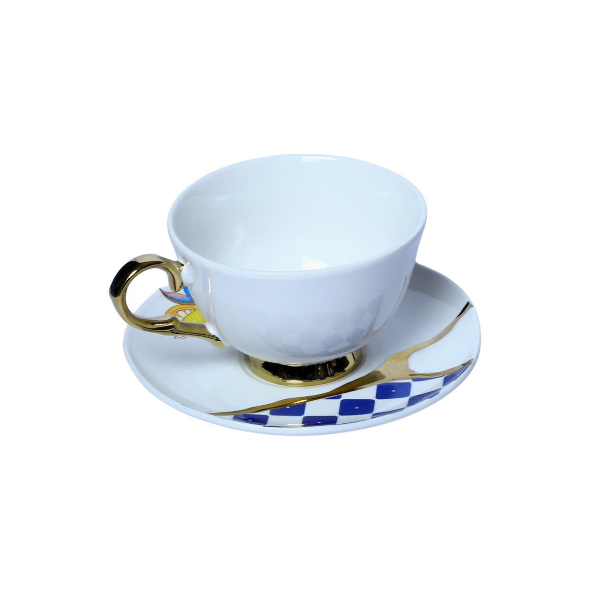 Izzhaar Blue Floral Elegance Ceramic Cup & Saucer Set of 6