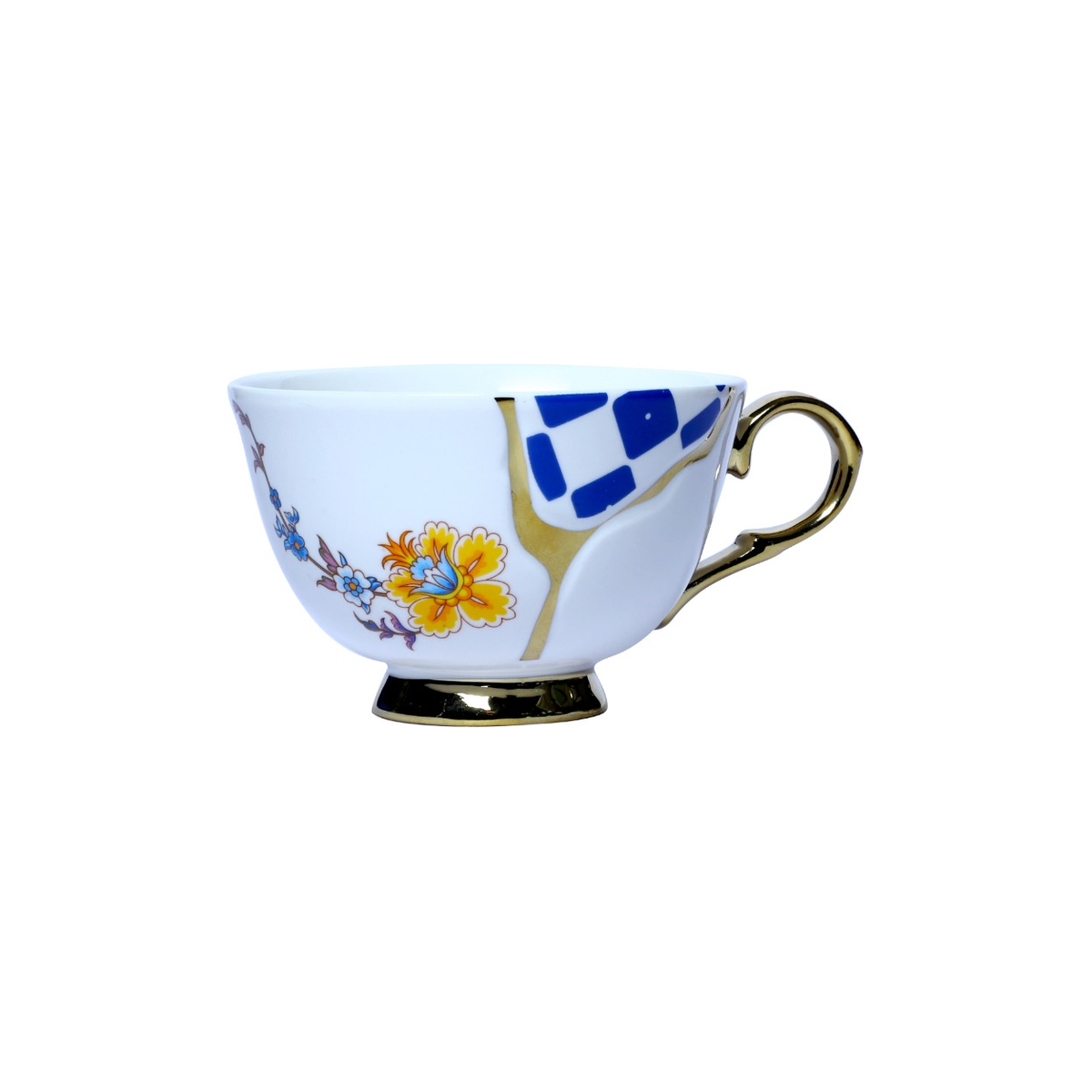 Izzhaar Blue Floral Elegance Ceramic Cup & Saucer Set of 6