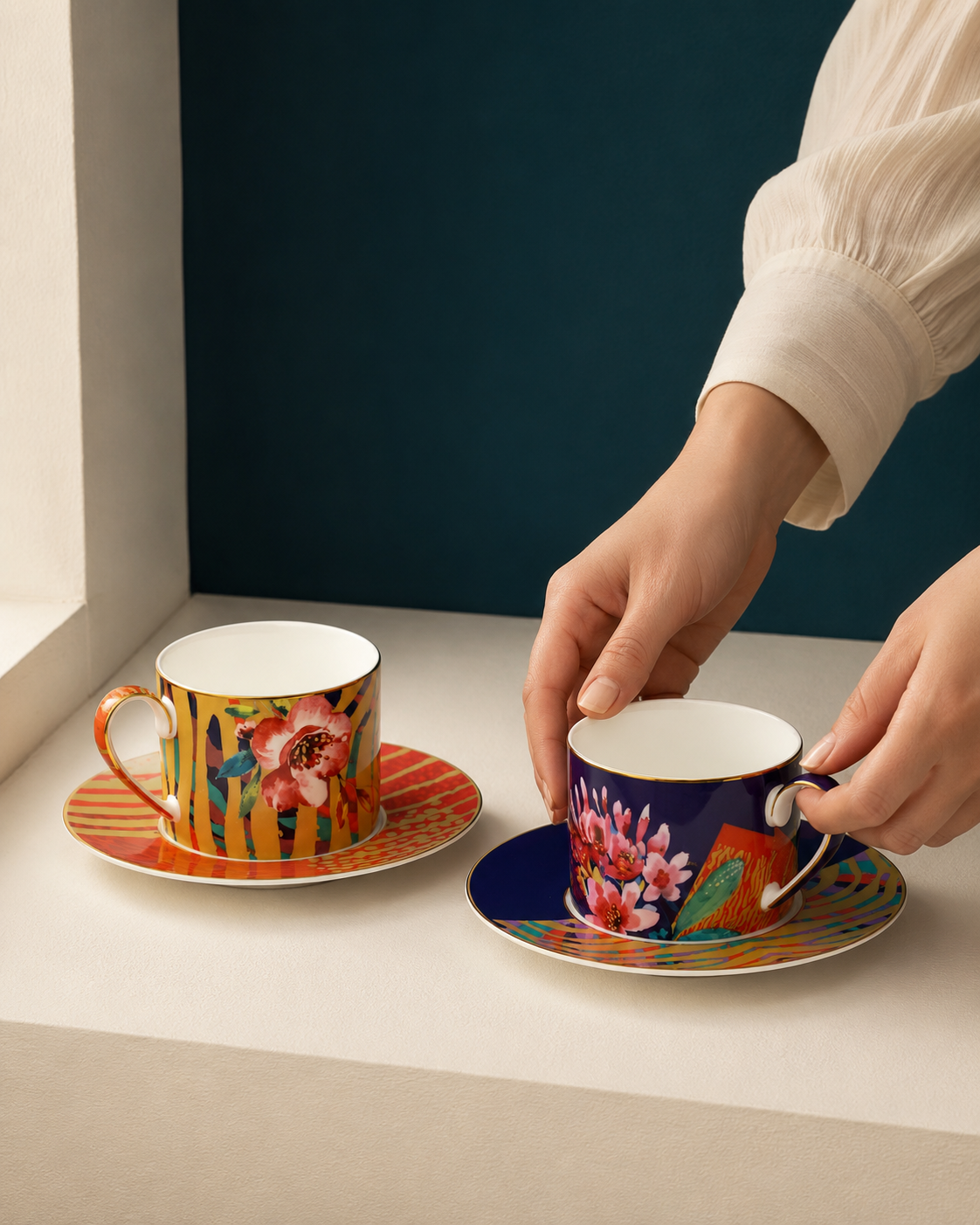 Izzhaar Wild Charm Cups & Saucers Set of 2