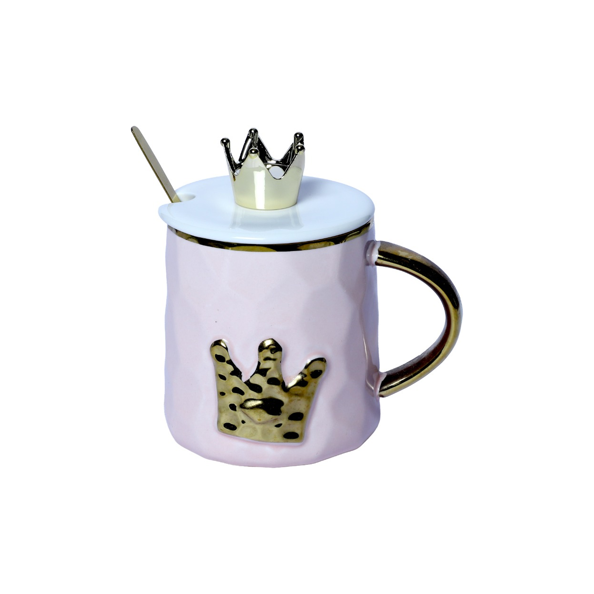 Izzhaar Royal Crown Purple Ceramic Mug with Lid & Spoon