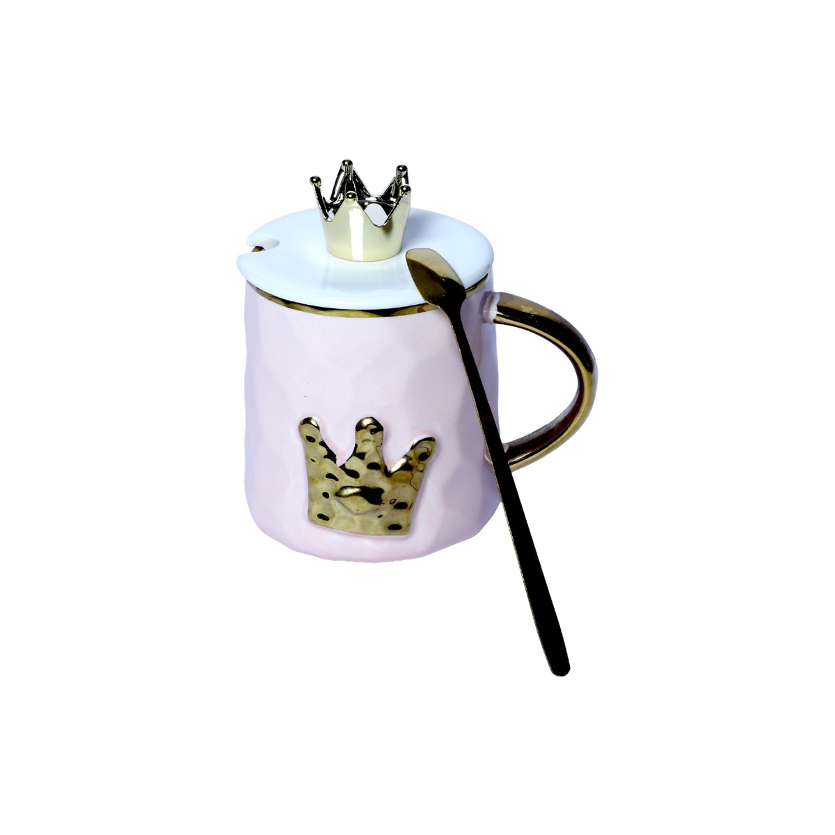 Izzhaar Royal Crown Purple Ceramic Mug with Lid & Spoon