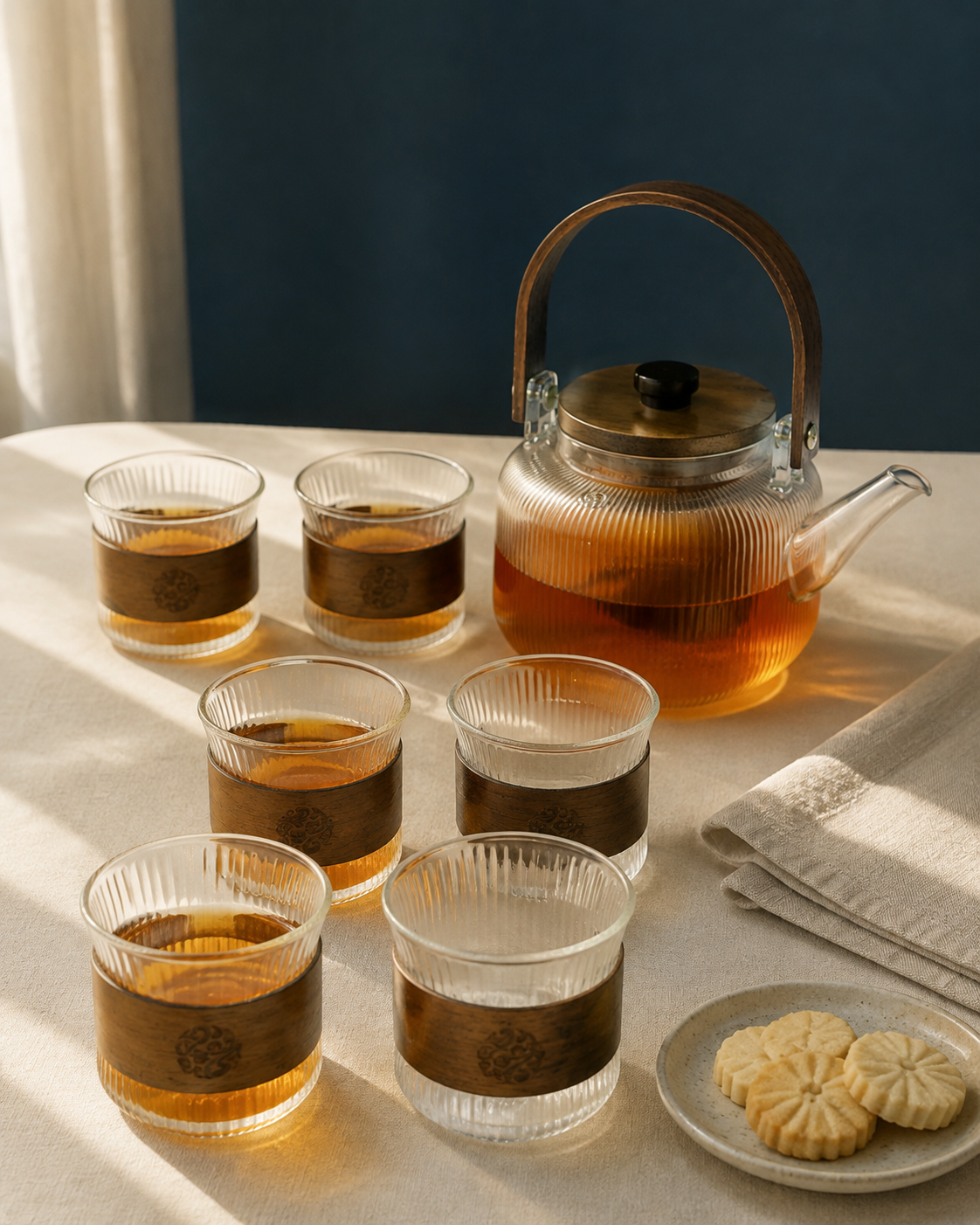 Izzhaar Heritage Glass Tea Set with Teapot & 6 Cups