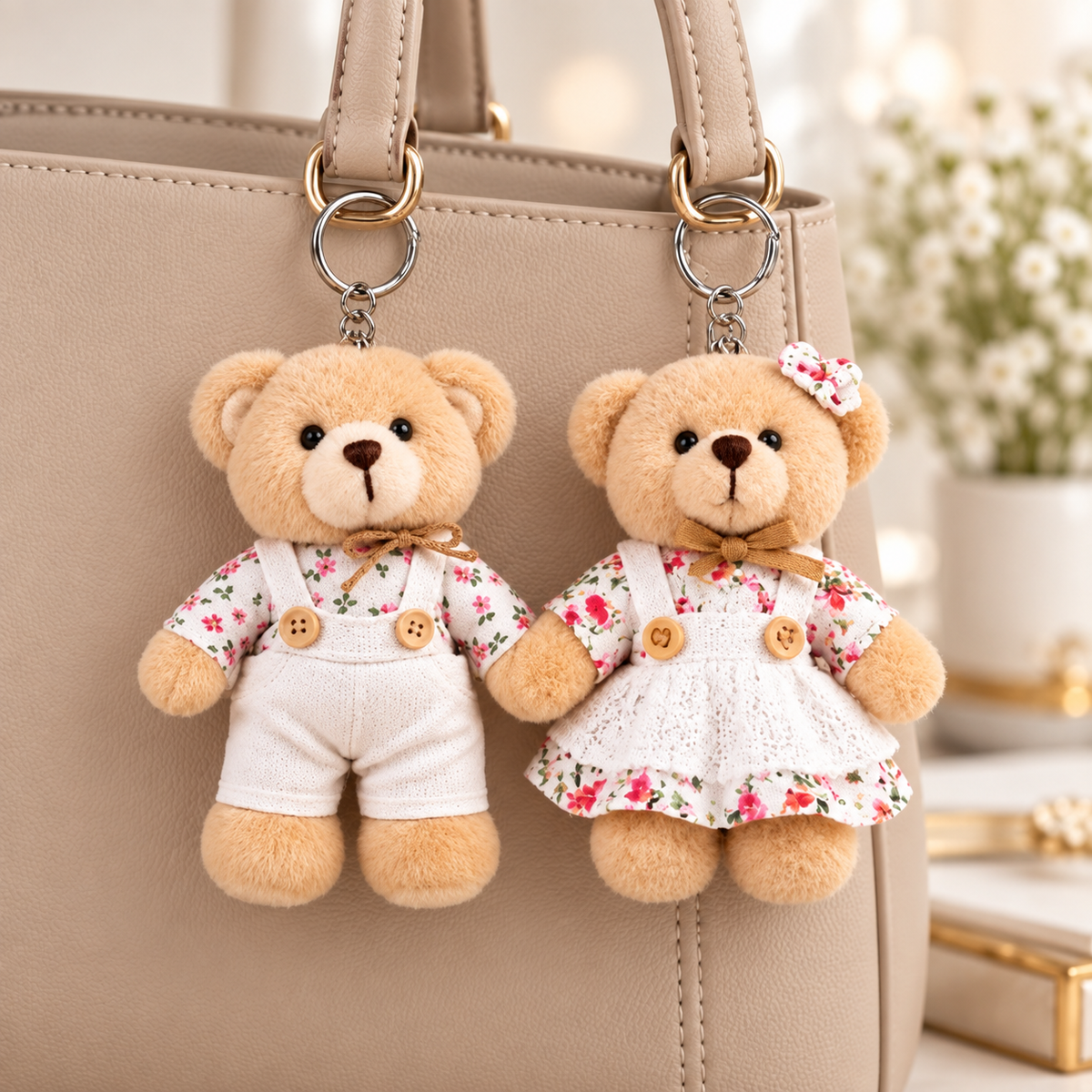 Izzhaar Plush Teddy Bear Couple Keychain Set of 2