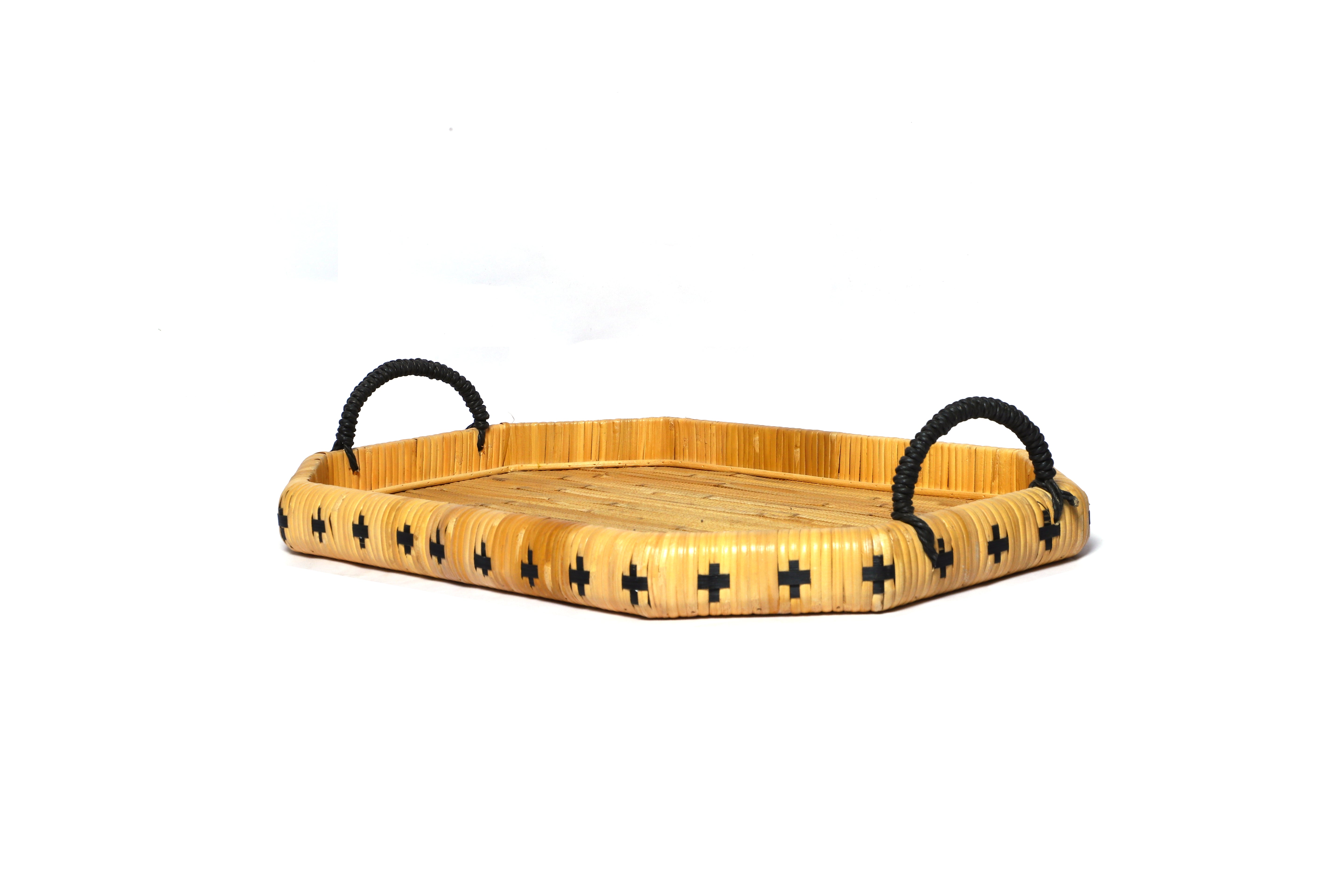Izzhaar Wooden Tray With Metal Handle-L/oval
