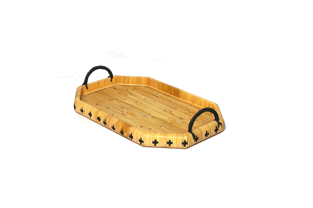 Izzhaar Wooden Tray with Metal Handle - Oval