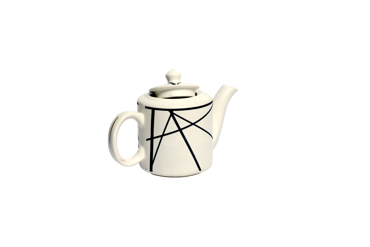 Izzhaar Abstract Print Black & White Ceramic Tea Set