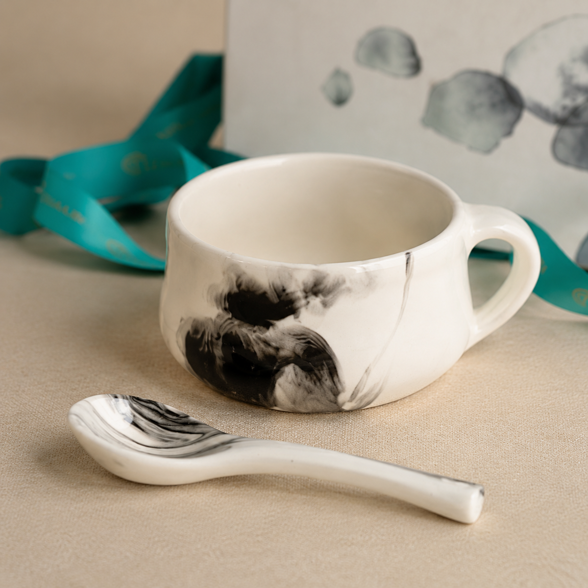 Izzhaar Ceramic Soup Bowl Set with Spoons