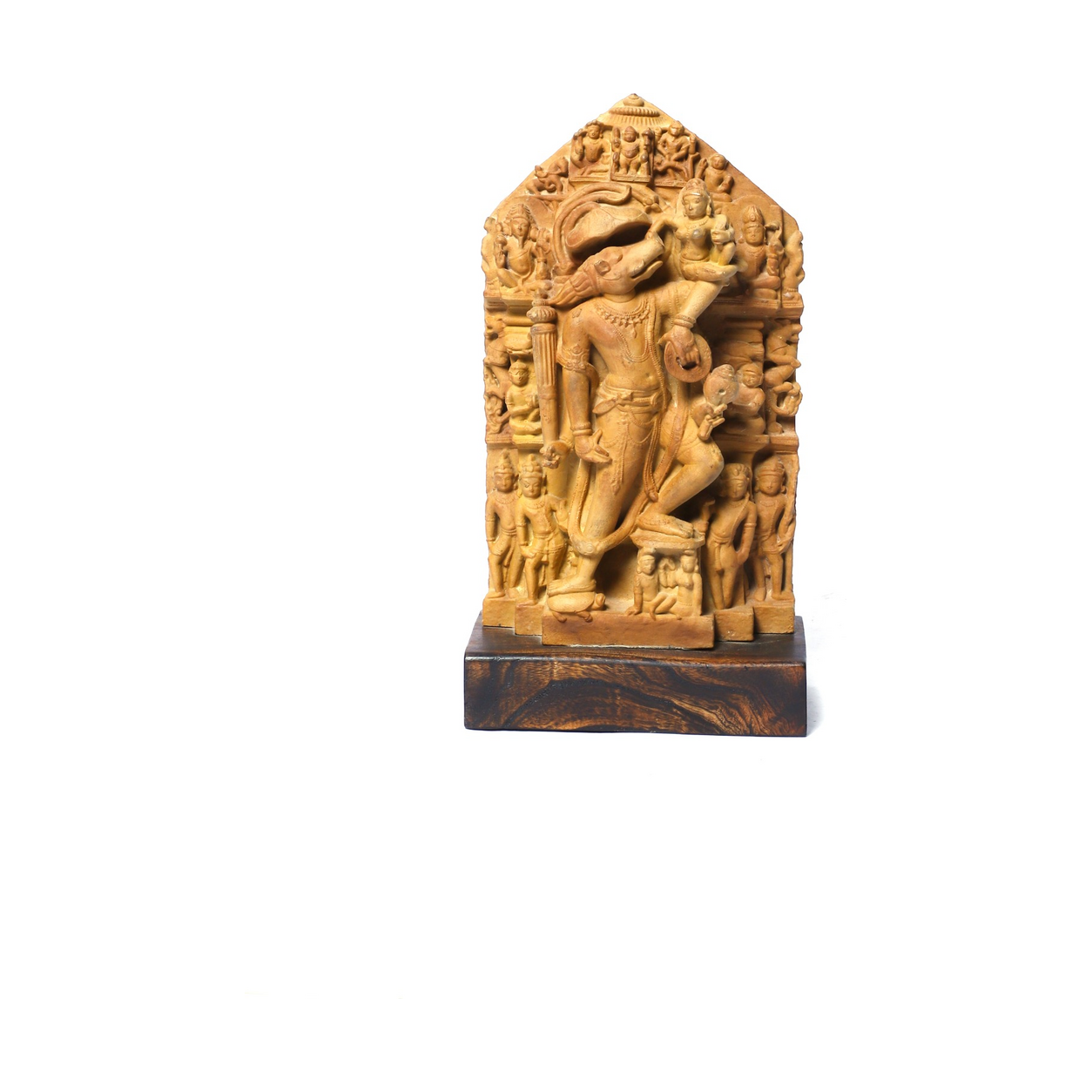 Izzhaar Divine Narvaraha Golden Brown Decorative Sculpture with Wooden Base
