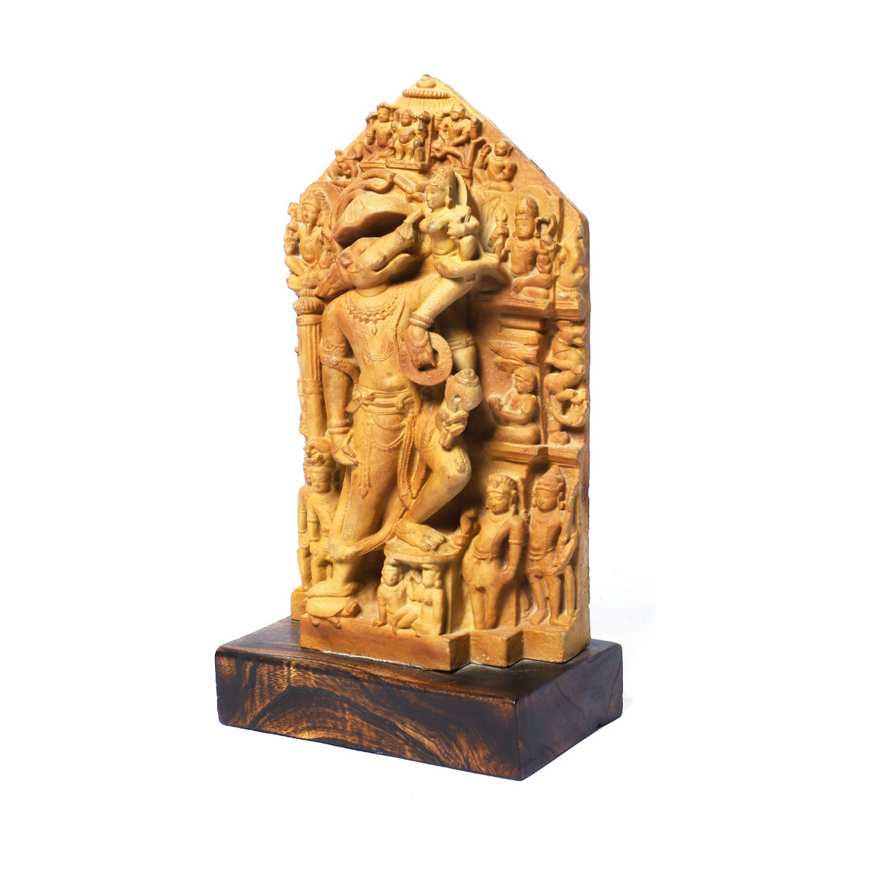 Izzhaar Divine Narvaraha Golden Brown Decorative Sculpture with Wooden Base