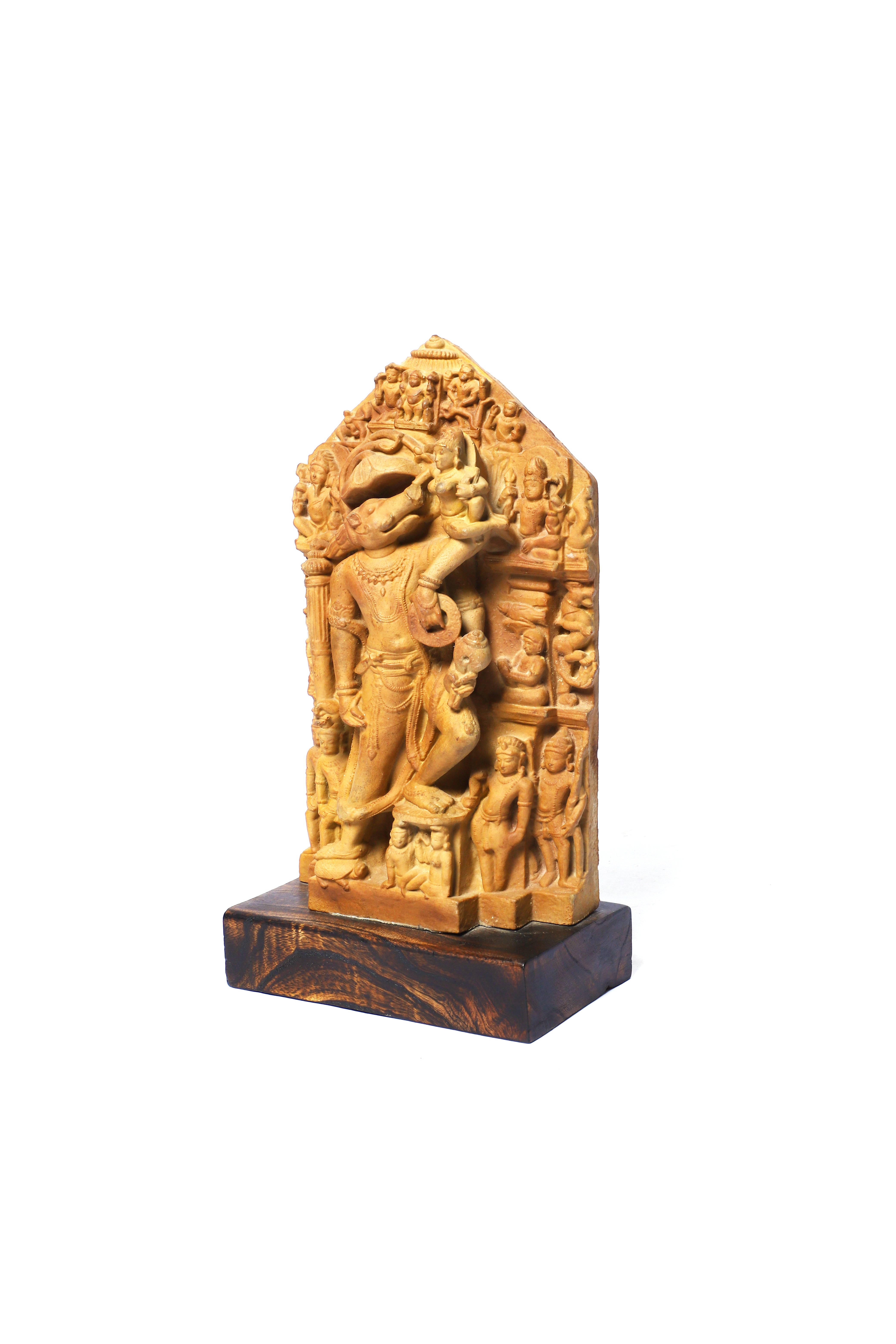 Izzhaar Divine Narvaraha Golden Brown Decorative Sculpture with Wooden Base