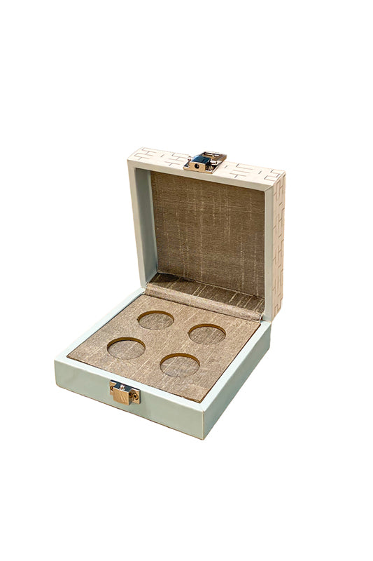 Roman Blue Four Coin Box