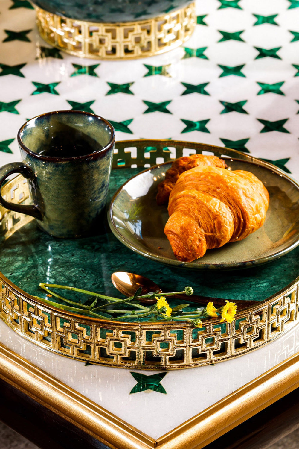 Green Garnet Marble Serving Tray