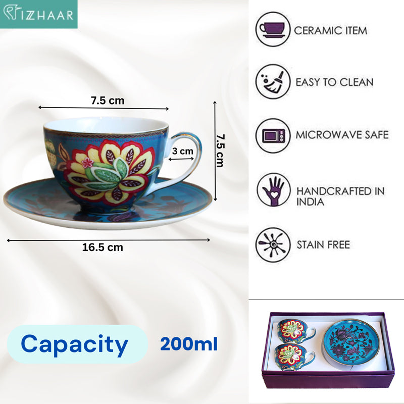 Ceramic Summer Haze Blue Cup & Saucer Set