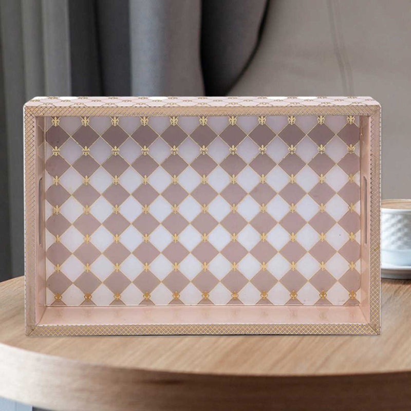 Gingham Cappuccino Serving Tray large