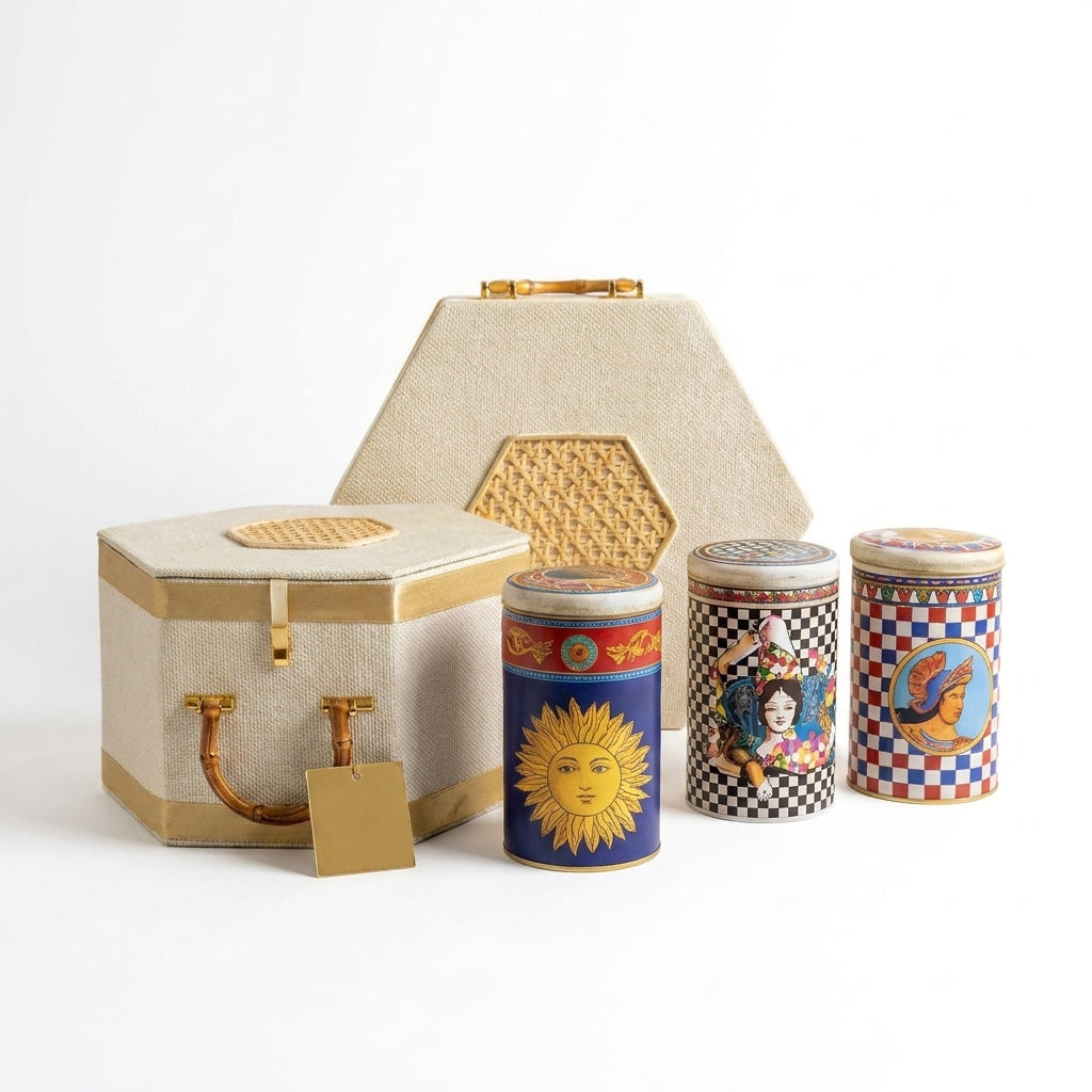 Luxury Designer Gift Hamper with Artistic Storage Boxes & Decorative Tins