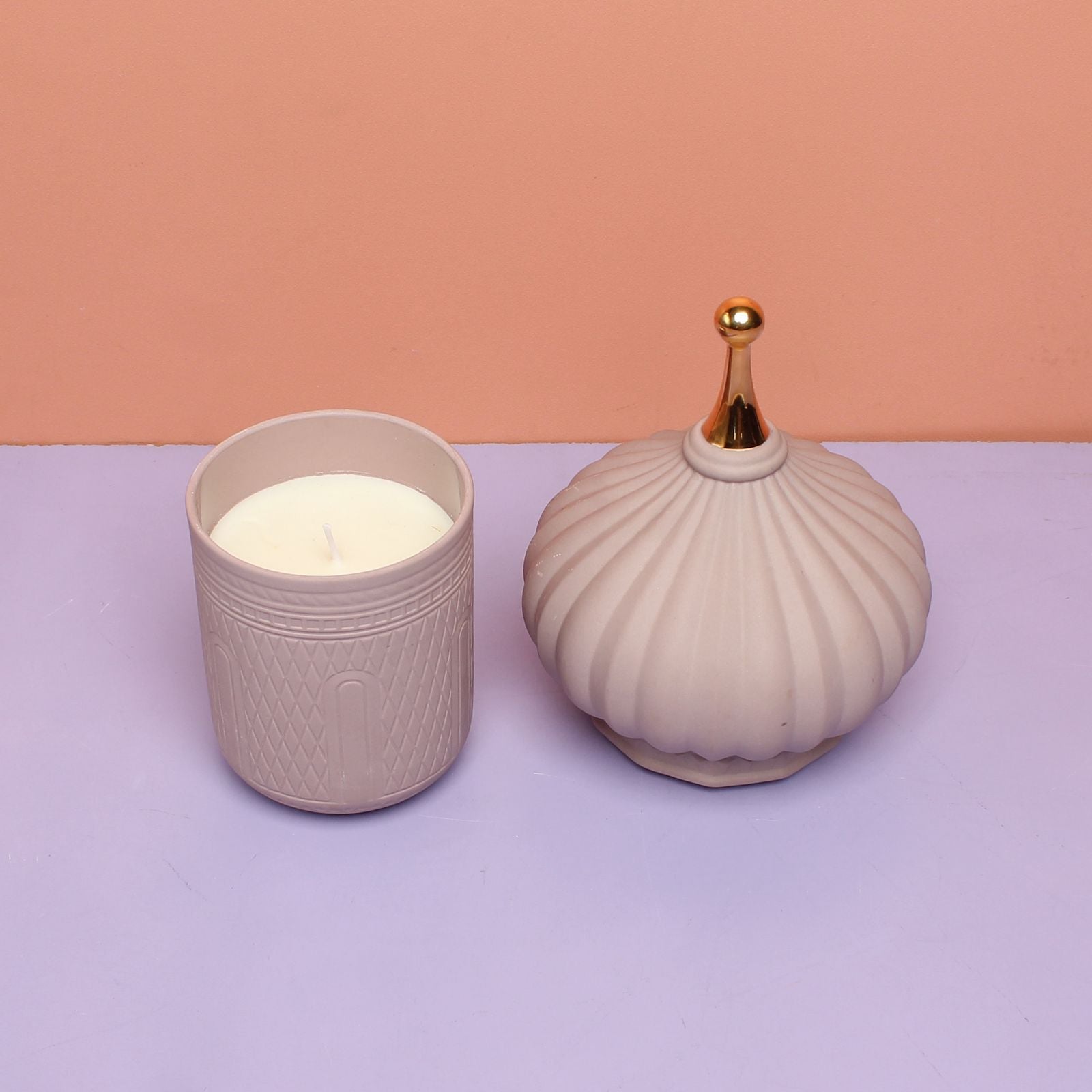Enhabit Spire Ceramic Decorative Jar Small - Beige.