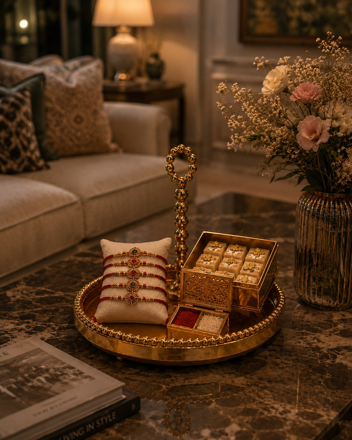 Izzhaar Golden Forest Muffin Stand (Round).