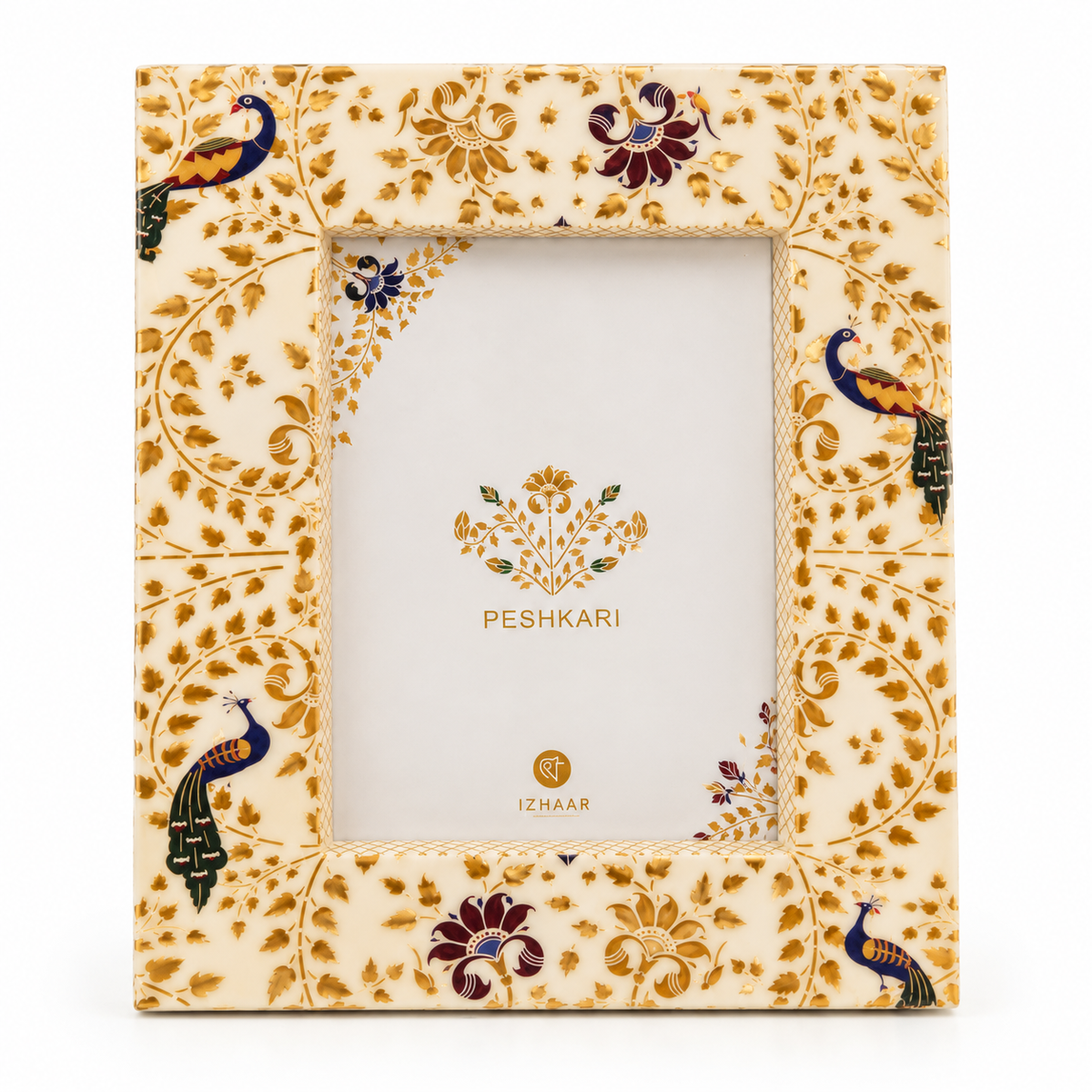Izzhaar Peshkari Royal Peacock Motif Decorative Photo Frame