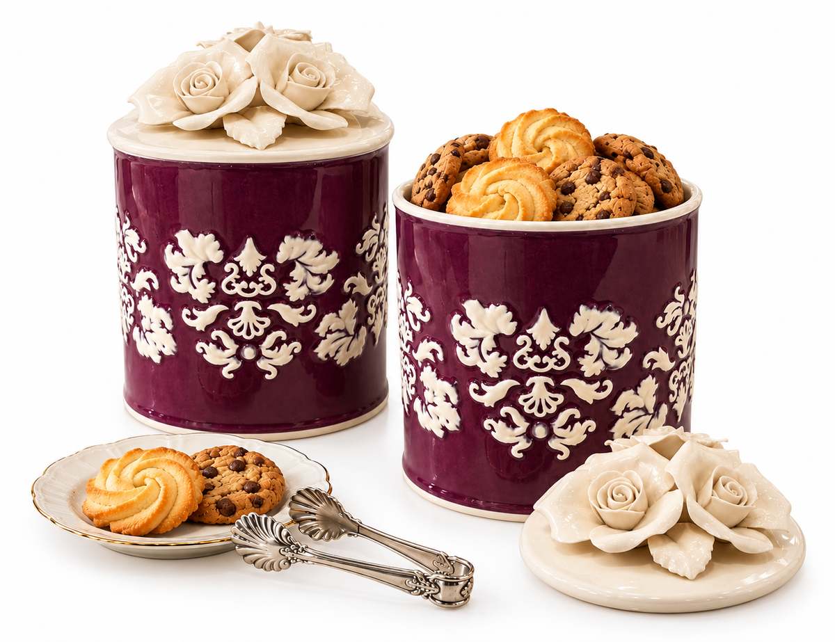 Izzhaar Floral Rose Ceramic Storage Jar