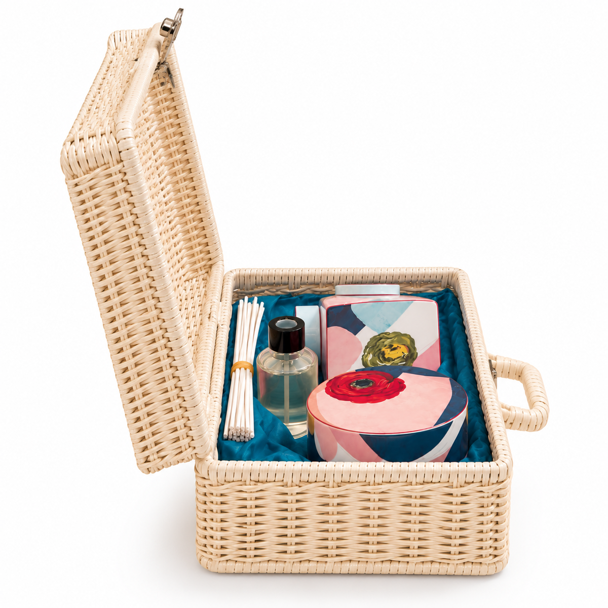 Izzhaar White Wicker Suitcase Gift Hamper