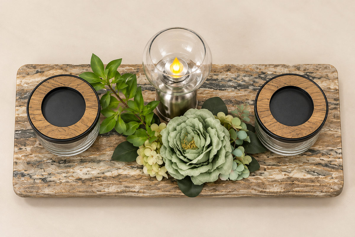 Izzhaar Marble Finish Tray Set