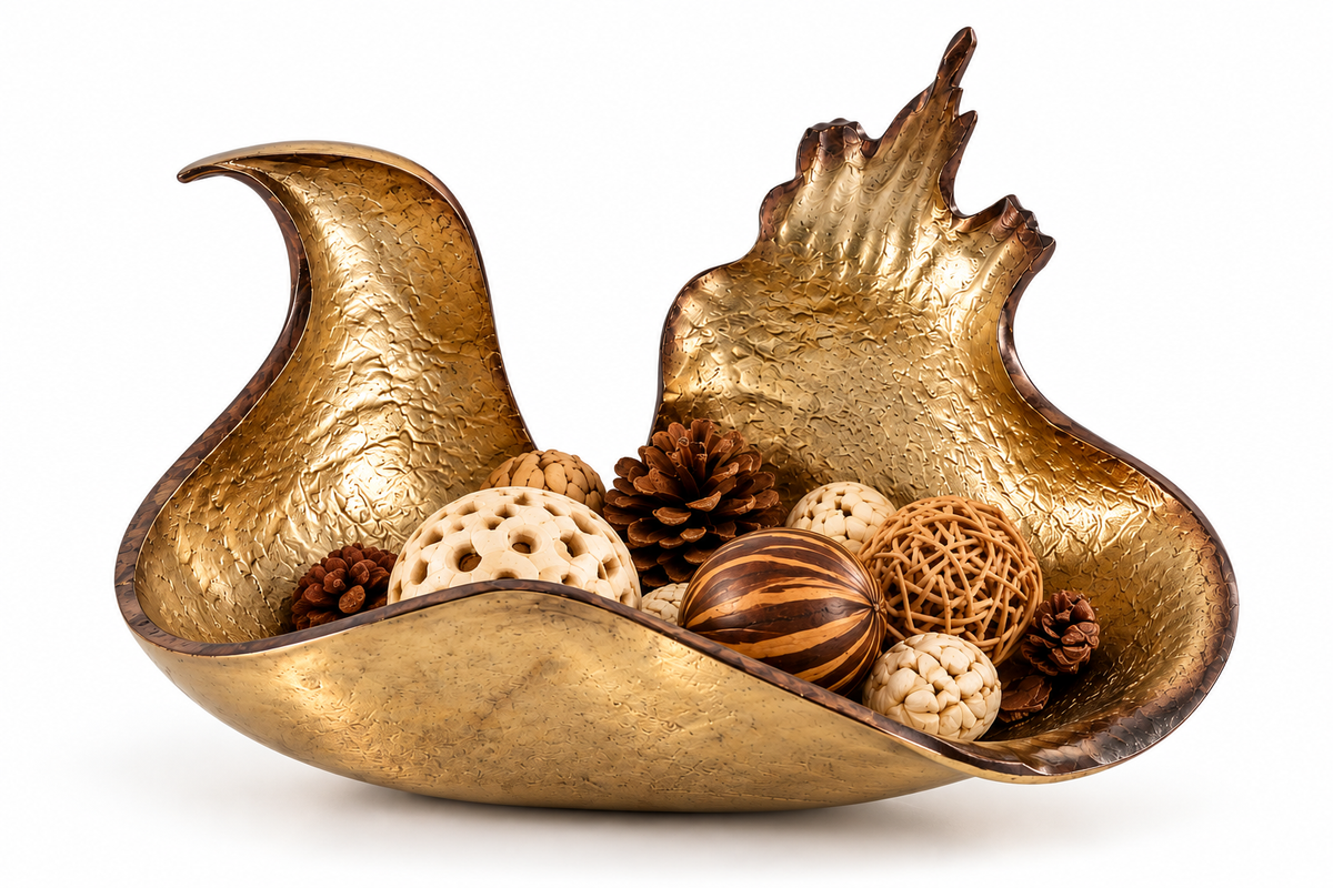 Izzhaar Antique Gold Sculptural Centrepiece Bowl