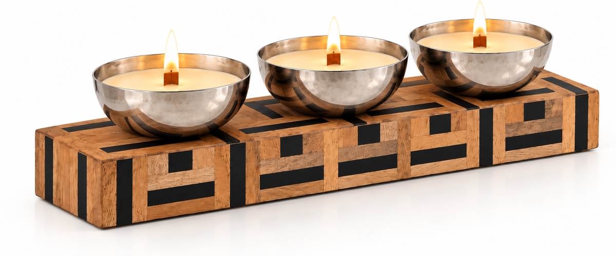 Izzhaar Triple Glow Metal Bowl Candle Set