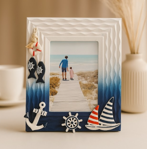 Izzhaar Nautical Theme Photo Frame – Anchor & Sailboat Design