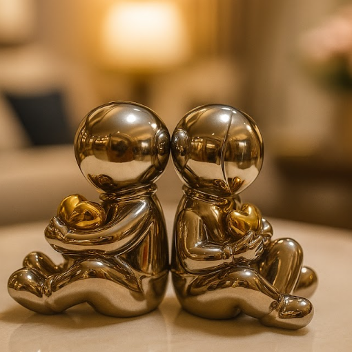 Izzhaar Astronaut Pair Sculpture – Modern Home Decor